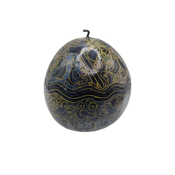 Handcrafted Maque Decorative Gourd With Intricate Carvings & Natural Wax Finish - Picture 9 of 13